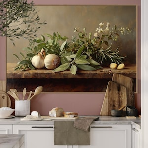 Rustic Herb Still Life - Culinary Kitchen Print for Rustic Home Decor, Dining Room Charm, and Restaurant Wall Art