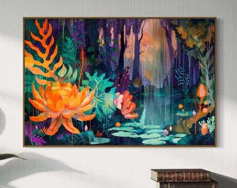 Enchanted Vision: Vibrant Surreal Landscape Art Print, Vivid
