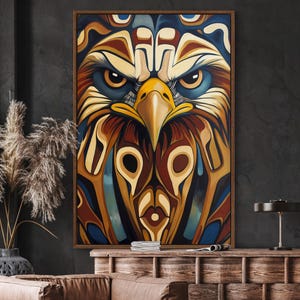 Majestic Tribal Eagle Canvas – Bold Indigenous Wall Art, Wildlife-Inspired Home Decor, Spiritual Bird Print for Living Room or Office