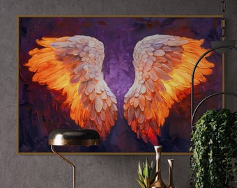 Tableau Toile Déco Ailes Minimalistes – Style Rustique Et Spirituel – Paire De Tableaux – Neuf