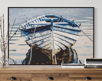 Rustic Wooden Boat Art - Relaxing Boat Artwork Print for Rustic Coastal Decor, Perfect for Beach House or Lake House Decor