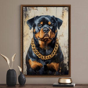 Luxury Rottweiler Wall Art - Powerful Dog Print for Home Decor, Perfect Pet Portrait Canvas and Dog Lover Gift