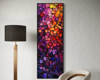 Vertical Mosaic Vibrance: Tall Trendy Wall Art Print with Kaleidoscope Art Patterns, Bright Abstract Home Decore for Chic Spaces