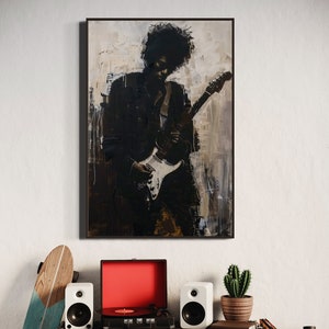 Rock Legend Wall Art - Guitar Print, Jimi Hendrix Wall Art, African American Rock N Roll Wall Art, Music Lover Afro Wall Art Print