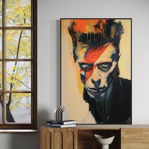 David Bowie Portrait - Rock Legend Wall Art, Celebrity Art Print, Perfect Music Lover Gift, Iconic Rock Music Wall Art for Home Decore