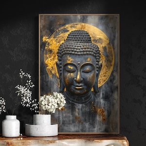 Serene Buddha Canvas Print - Zen Decor, Spiritual Artwork for Yoga Studio and Meditation Spaces, Buddha Wall Art and Mantra Asian Canvas
