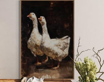 Farmhouse Goose Wall Art Print – Country Animal Painting PRINT, Rustic Goose Decor, Farm Kitchen Wall Art, Cottagecore Animal Poster