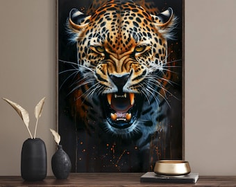 Majestueus luipaardportret - Big Cat Art voor mannen kamerdecoratie, print exotische dieren in het wild
