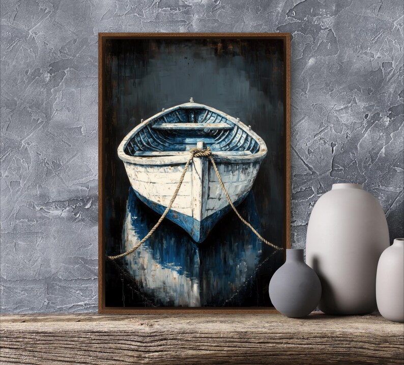 Charming Rowing Boat Art – Rustic Coastal Decor for Beach House or Lake ...