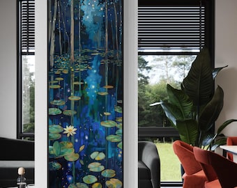 Moonlit Water Lilies Canvas – Dreamy Night Pond Wall Art, Serene Lake Print, Mystical Nature-Inspired Decor for Living Room or Bedroom