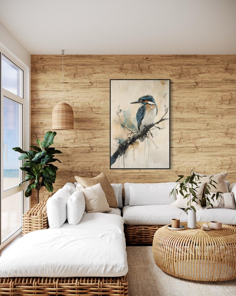 Kingfisher Wall Art - Nature-inspired Canvas, Rustic Bird Lover Decor ...