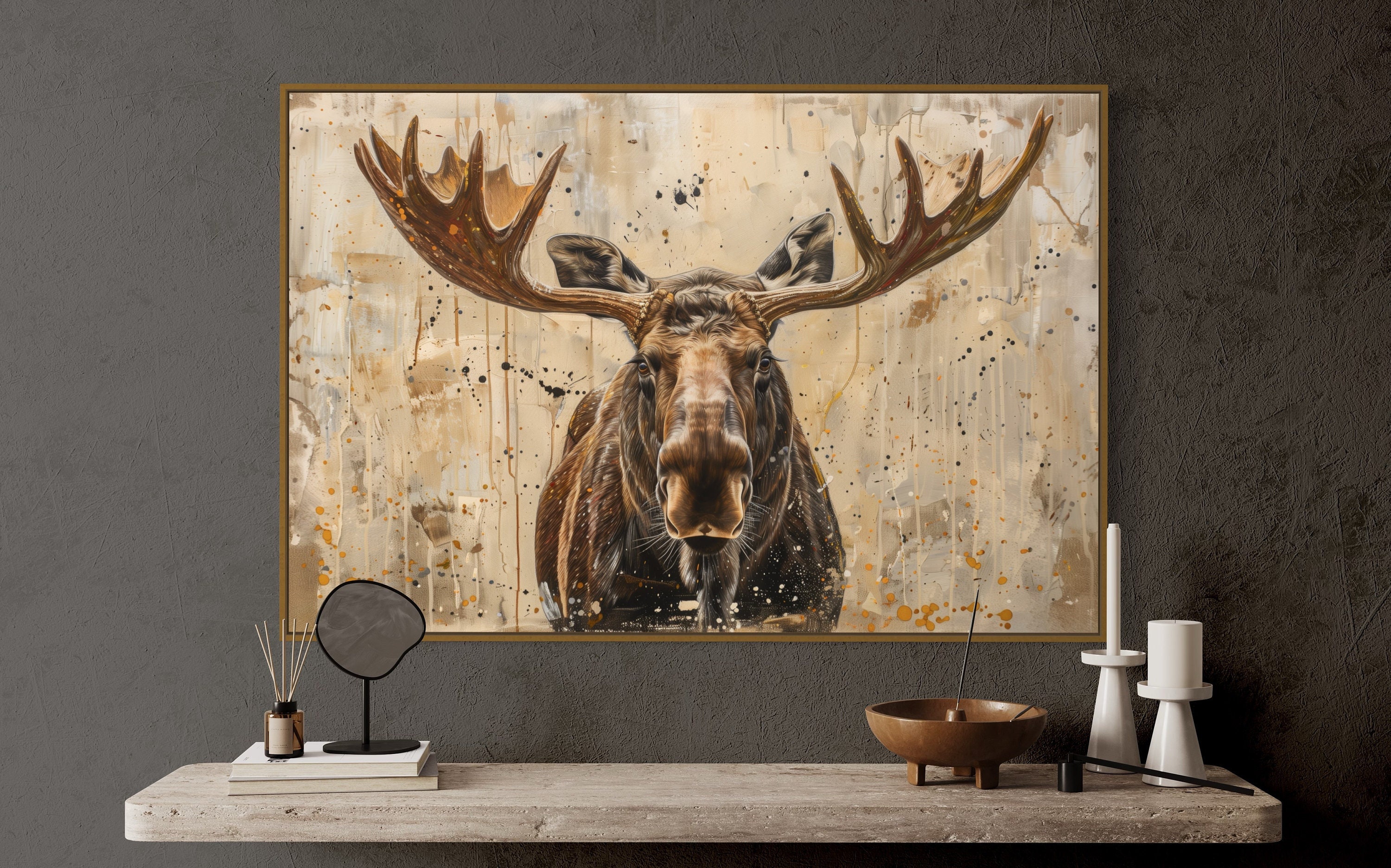 Realistic Moose Art - Whimsical Wildlife Canvas Print for Rustic