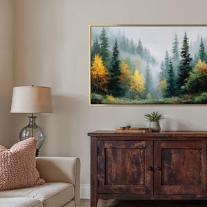 Whispering Fog Forest Wall Art, Soft Autumn Nature Print, Calm Luxury ...
