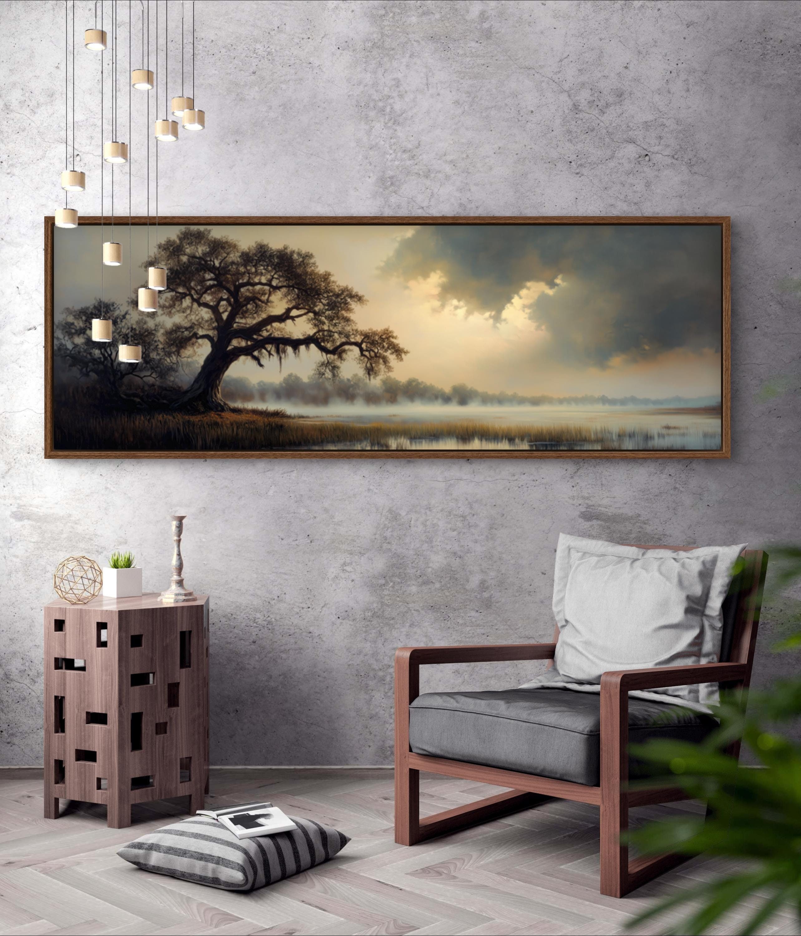 Oak Tree Wall Art - Panoramic Landscape Print With Golden Light