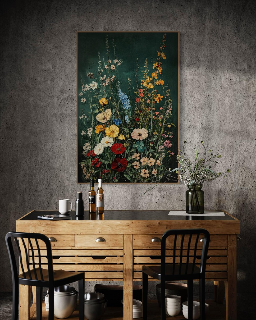 Vintage Wildflower Meadow - Elegant Floral Canvas Print for Home Decor ...