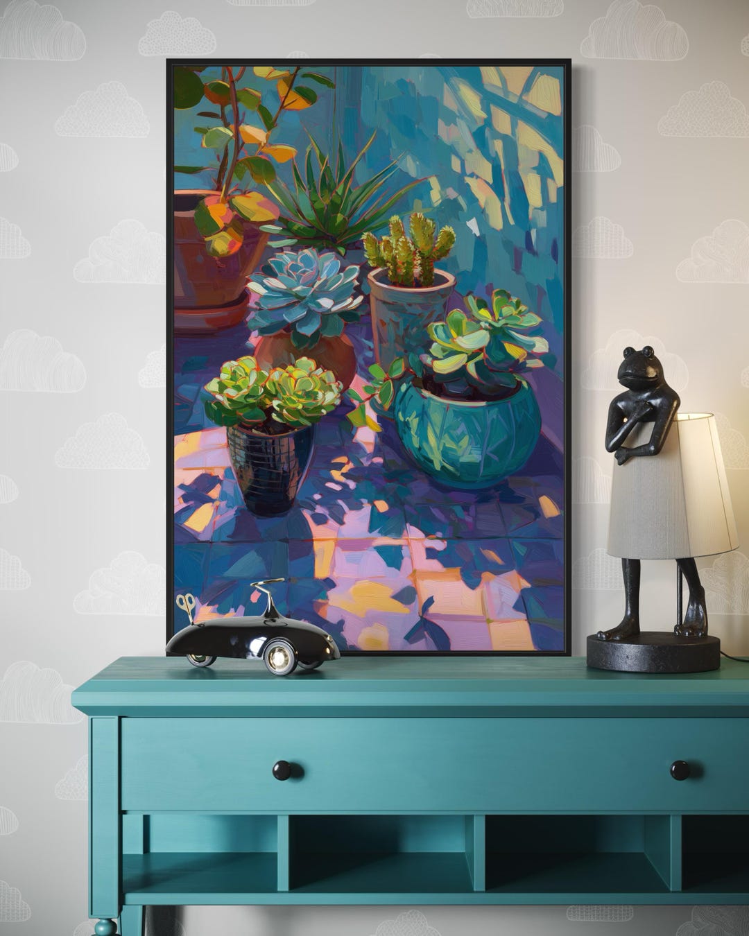 Succulent Garden Wall Art – Vibrant Potted Plant Print, Boho Patio ...
