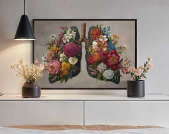 Floral Lungs Art Print - Botanical Anatomy Wall Art for Doctor’s Office or Clinic,  Medical-Inspired Healthcare Decor with Meaning