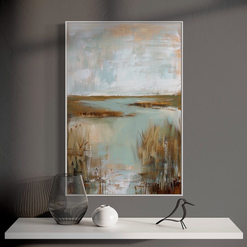 Tranquil Marshlands: Simple Abstract Art in Muted Colors - Earth Tone ...