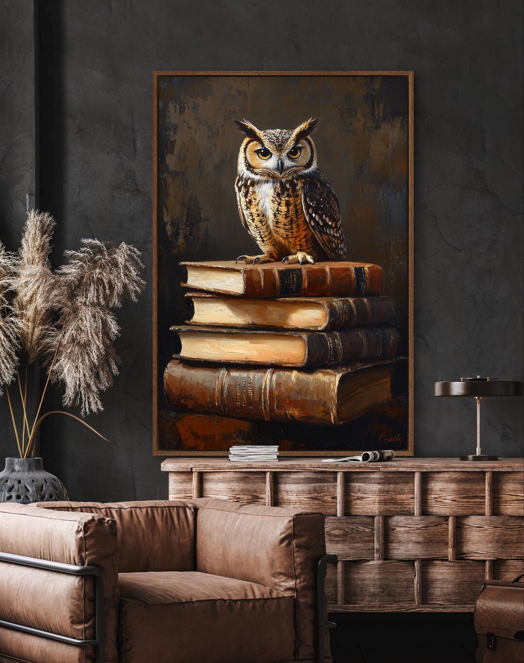 Wise Owl on Antique Books Print – Vintage Library Wall Art ...