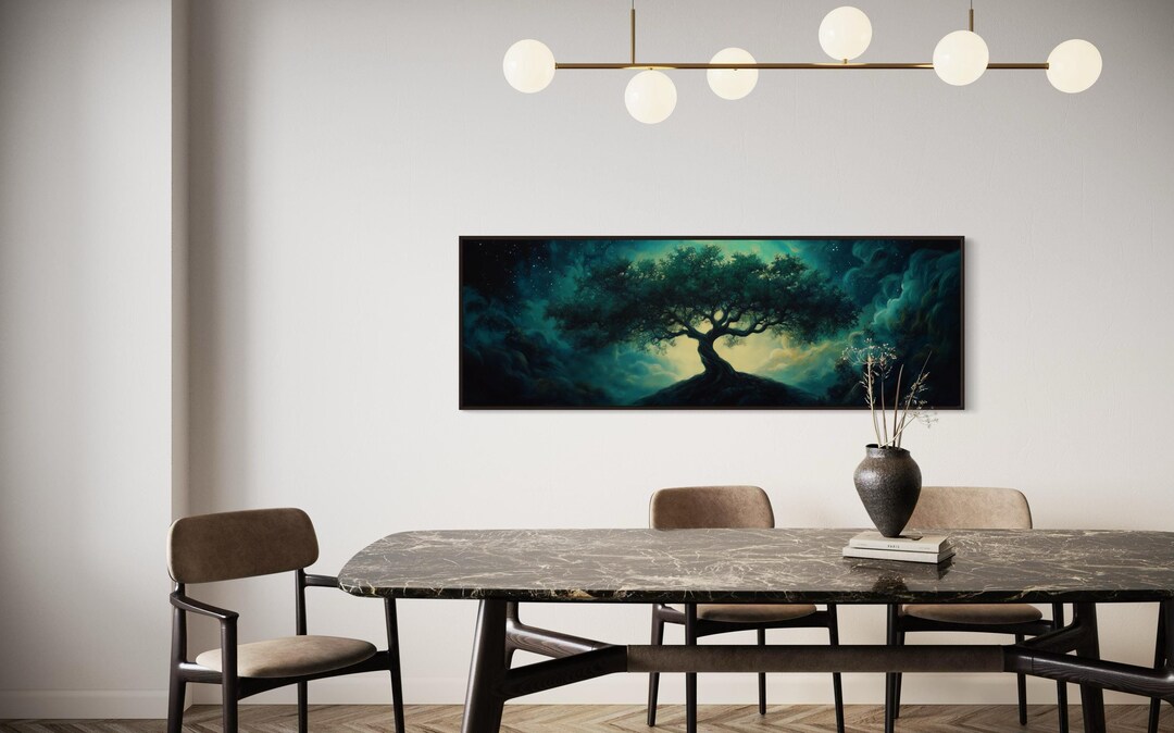 Glowing Tree of Life Art - Mystical Starry Night Canvas Print for ...