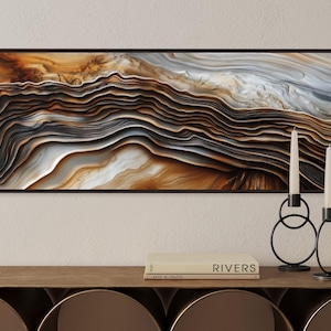 Abstract Wood Grain Wall Art – Earth Tone Layered Print, Organic Texture Canvas, Modern Nature Inspired Art Print