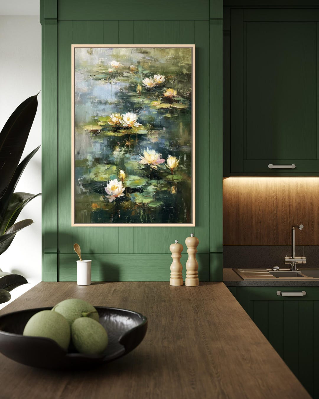 Water Lily Pond Art Print – Tranquil Floral Wall Art, Impressionist ...