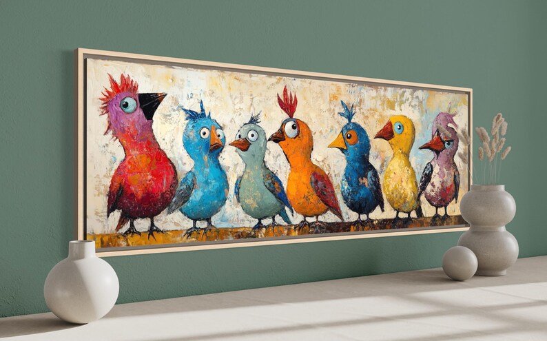 Colorful Birds Art Print – Whimsical Animal Wall Art, Playful Bird ...