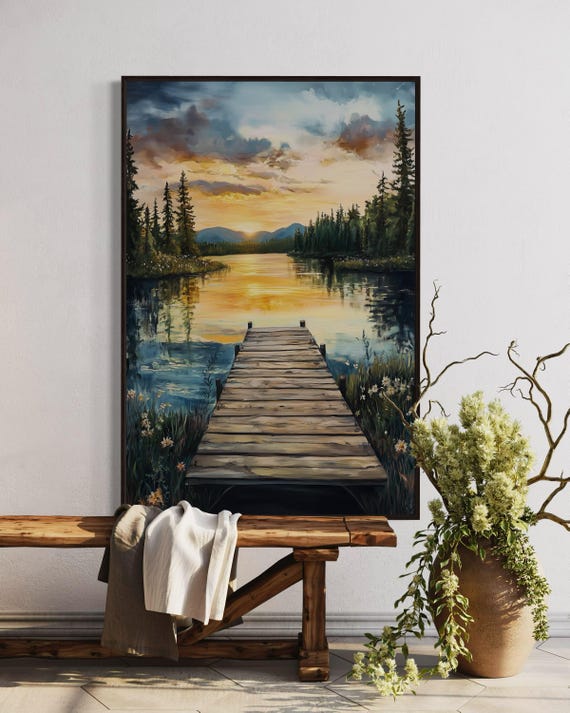 5 Stücke Leinwand Malerei Wandkunst Pier Am Meer Bei Sonnenuntergang L 150 X 80 Cm Wanddekoration Moderne Kunstwerke Malerei Für Home Office Wohnzimmer Schlafzimmer Für Esszimmer Kinderzim -5J5K+F7V0