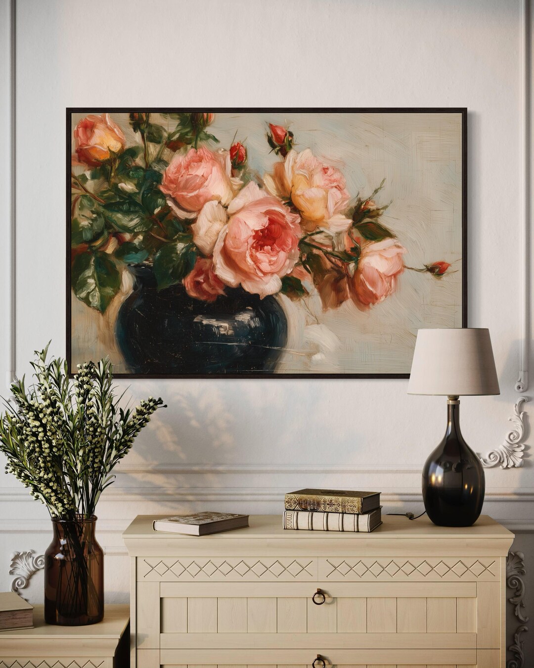 Vintage Rose Bouquet Print – Romantic Floral Wall Art for Cottagecore ...