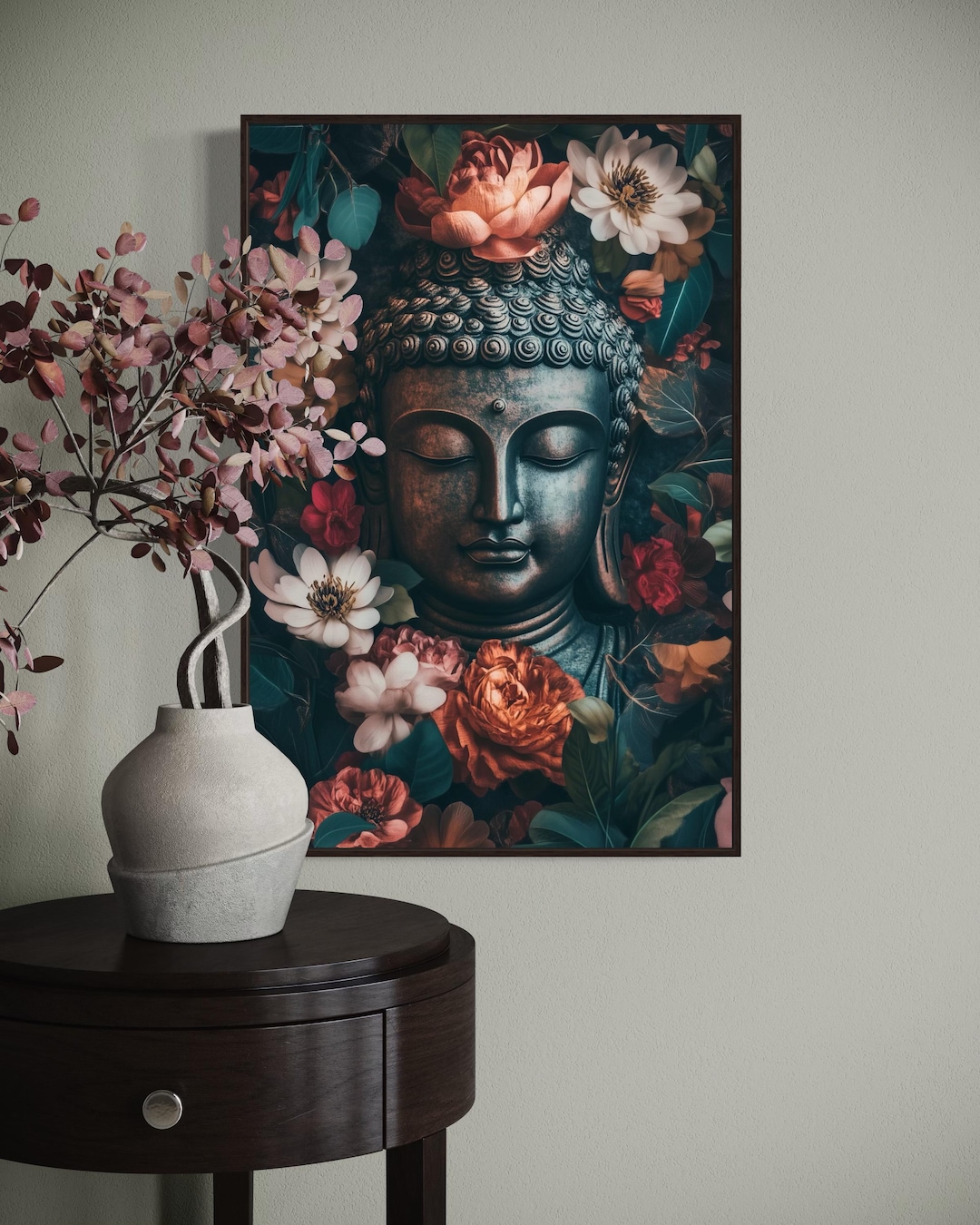 Buddha Floral Wall Art Print – Zen Meditation Decor, Boho Spiritual ...