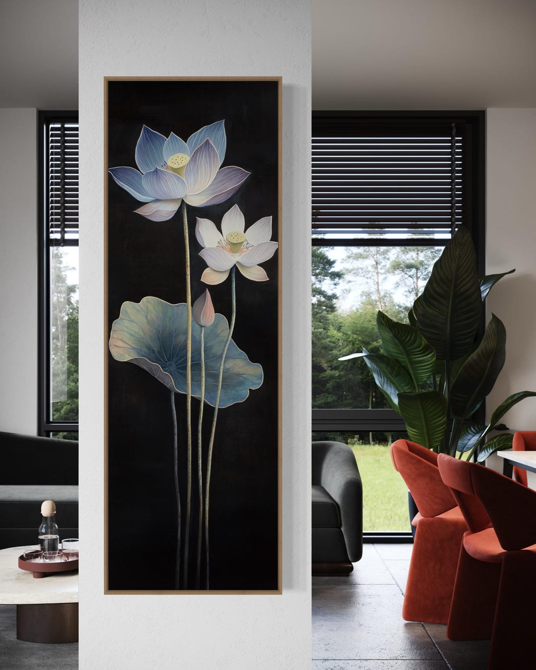 Minimalist Lotus Flower Art Print – Elegant Botanical Wall Art, Asian ...