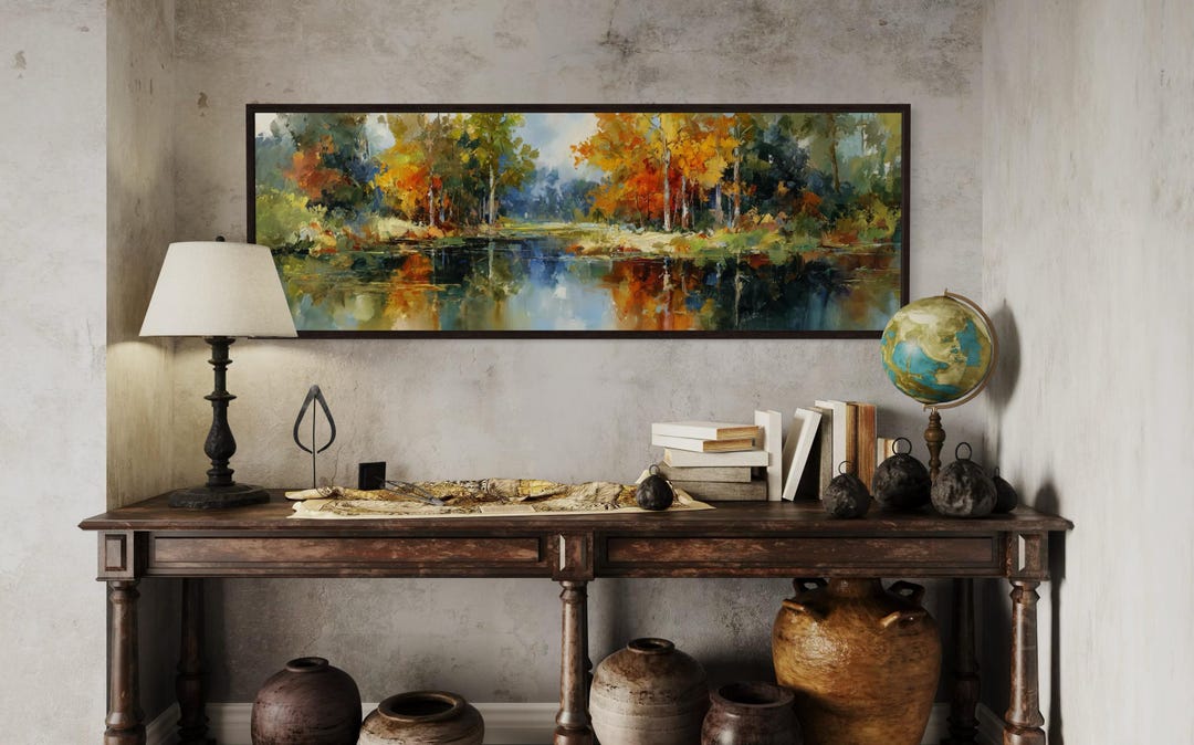 Autumn Mountain Lake Wall Art Print – Vibrant Fall Landscape Print ...