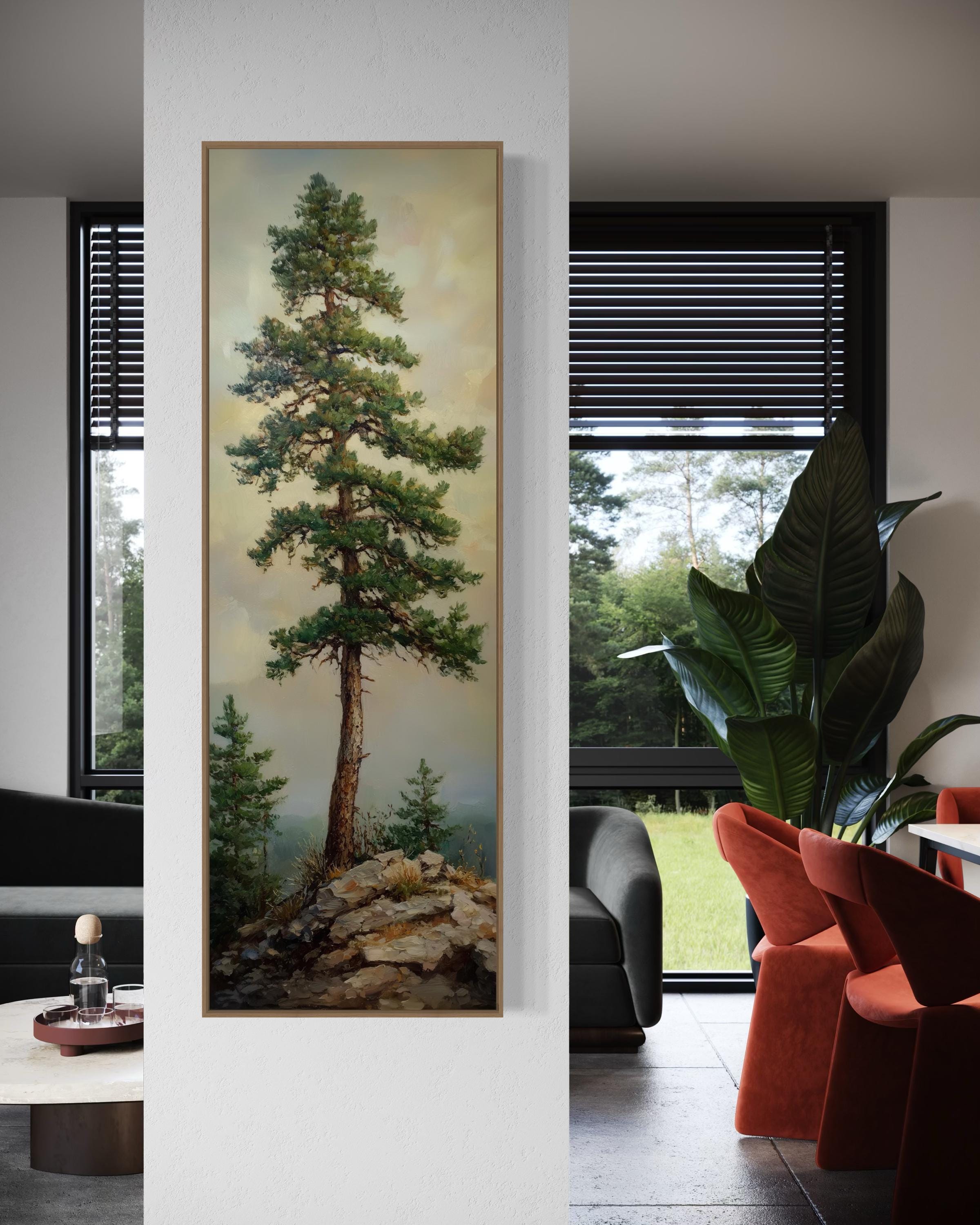 Majestic Pine Tree Wall Art - Serene Forest Canvas, Rustic Nature Decor ...