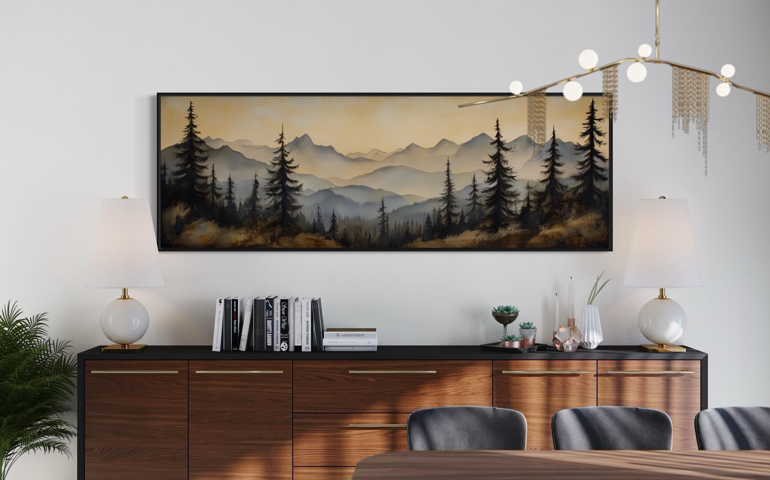 Panoramic Mountain Wall Art - Misty Forest Sunrise Canvas Print, Serene ...
