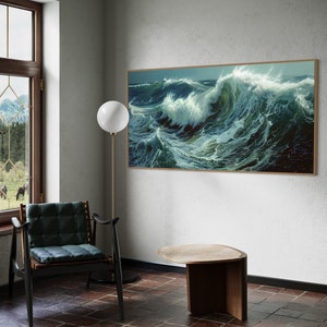 Ocean's Majesty - Dynamic waves crest and tumble with frothy elegance in this captivating canvas print, invoking the power and grace of the sea.