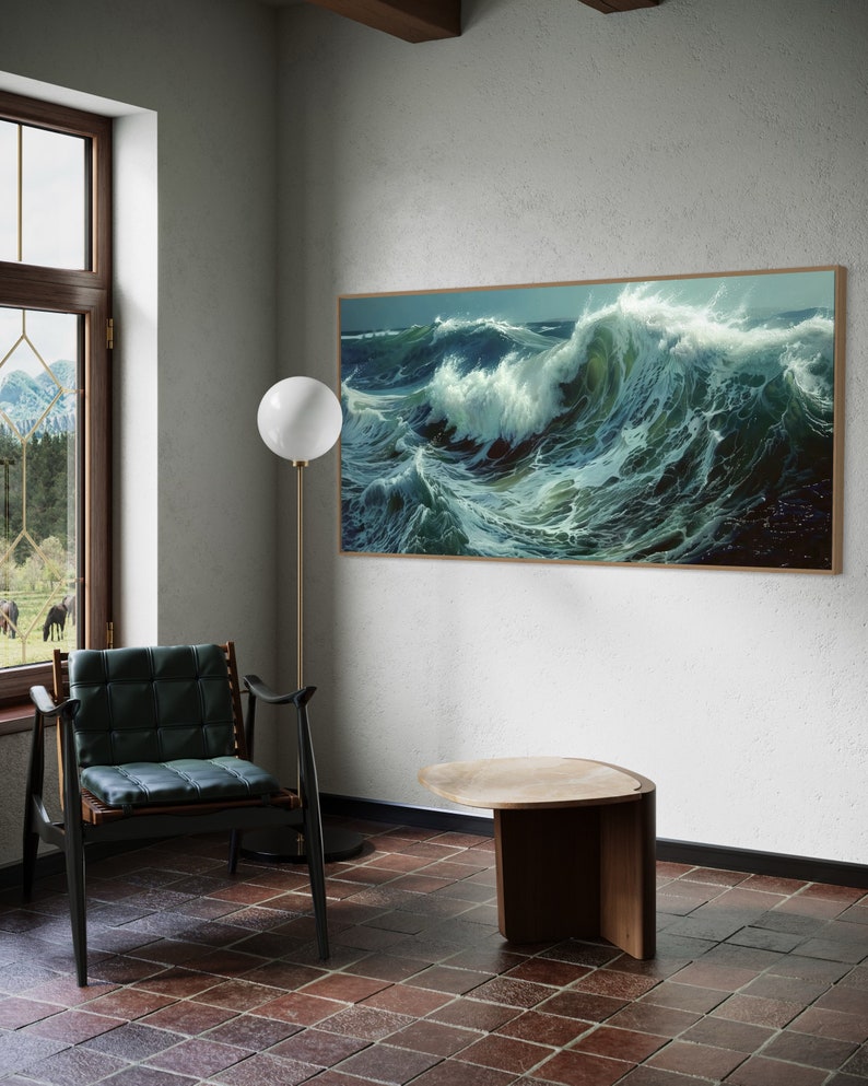 Ocean's Majesty - Dynamic waves crest and tumble with frothy elegance in this captivating canvas print, invoking the power and grace of the sea.