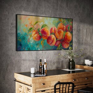Just Peachy - Vibrant Peach Tree Fruit Painting Print, Colorful Nature Scene Art Print for Kitchen and Restaurant Wall Decor image 7