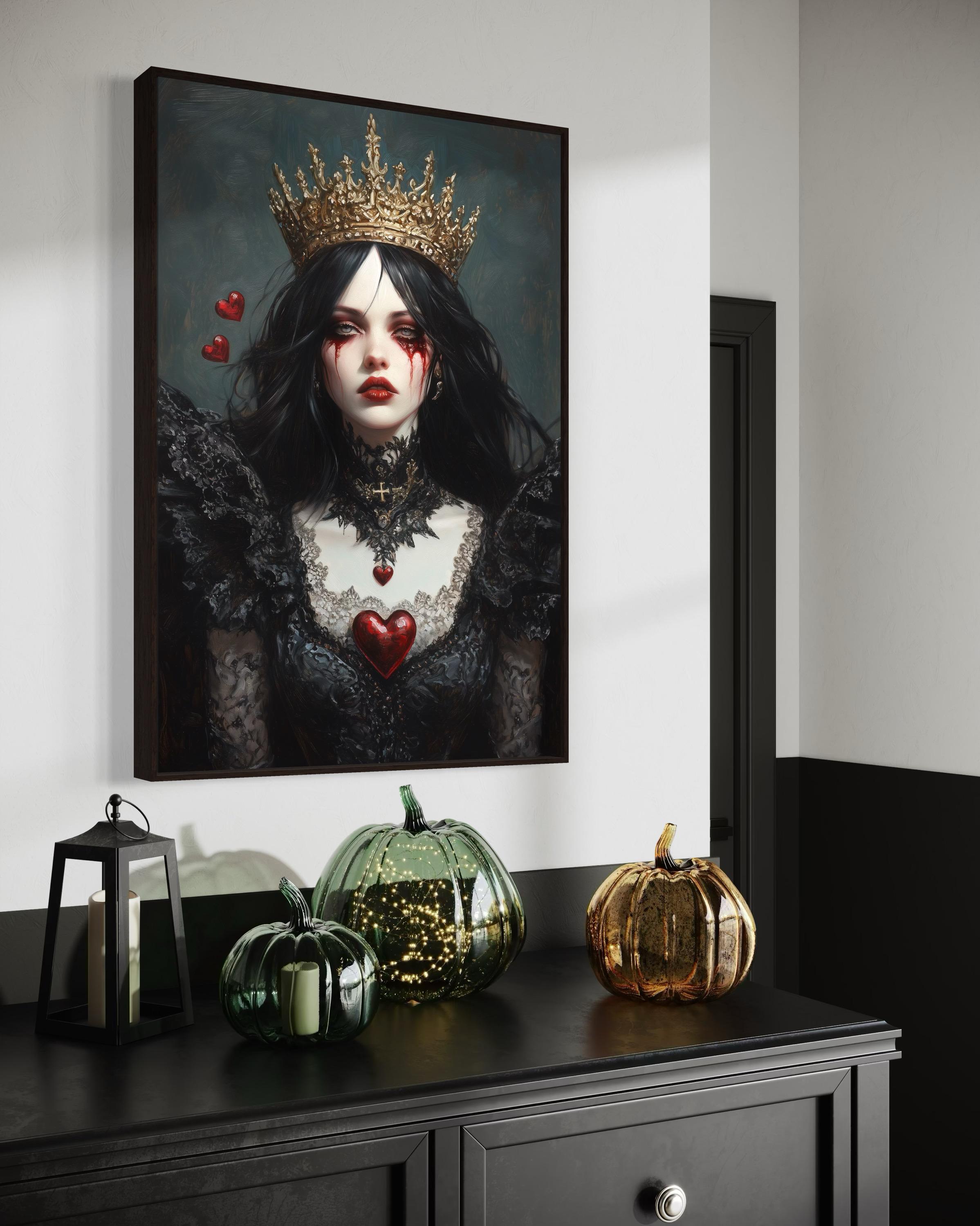 Gothic Queen Wall Art - Dark Fantasy Portrait Print, Victorian Vampire ...