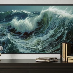 Ocean's Majesty - Dynamic waves crest and tumble with frothy elegance in this captivating canvas print, invoking the power and grace of the sea.