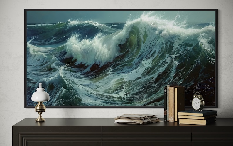 Ocean's Majesty - Dynamic waves crest and tumble with frothy elegance in this captivating canvas print, invoking the power and grace of the sea.