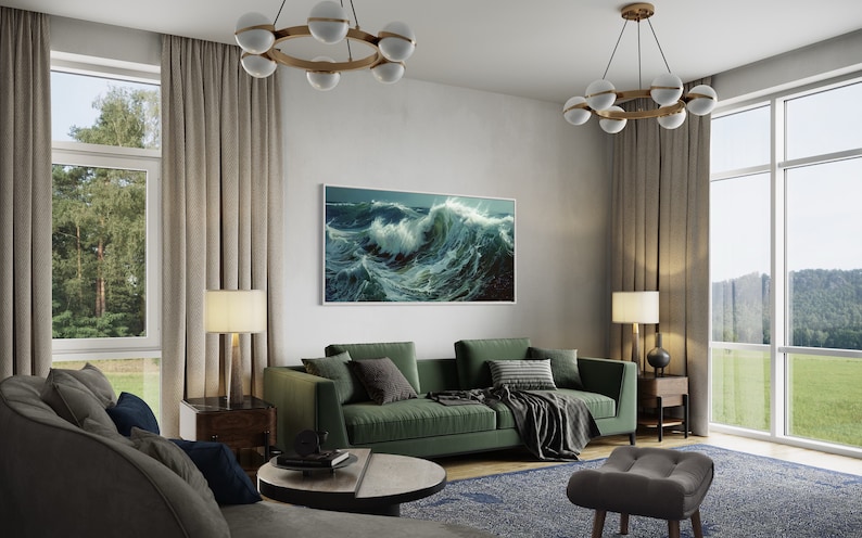 Ocean's Majesty - Dynamic waves crest and tumble with frothy elegance in this captivating canvas print, invoking the power and grace of the sea.