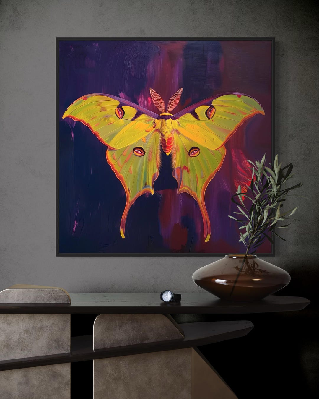 Mystical Luna Moth Canvas – Celestial Insect Art, Gothic Nature Print ...