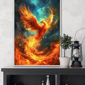 Rise of the Phoenix - Inspirational Phoenix Art, Mythical Firebird Canvas, Emblem of Greek and Egyptian Mythology for Home Decor