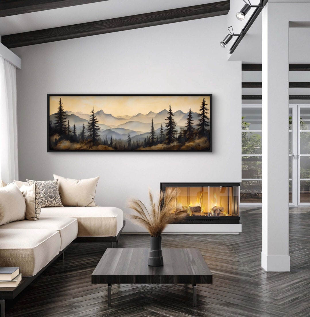 Panoramic Mountain Wall Art - Misty Forest Sunrise Canvas Print, Serene ...