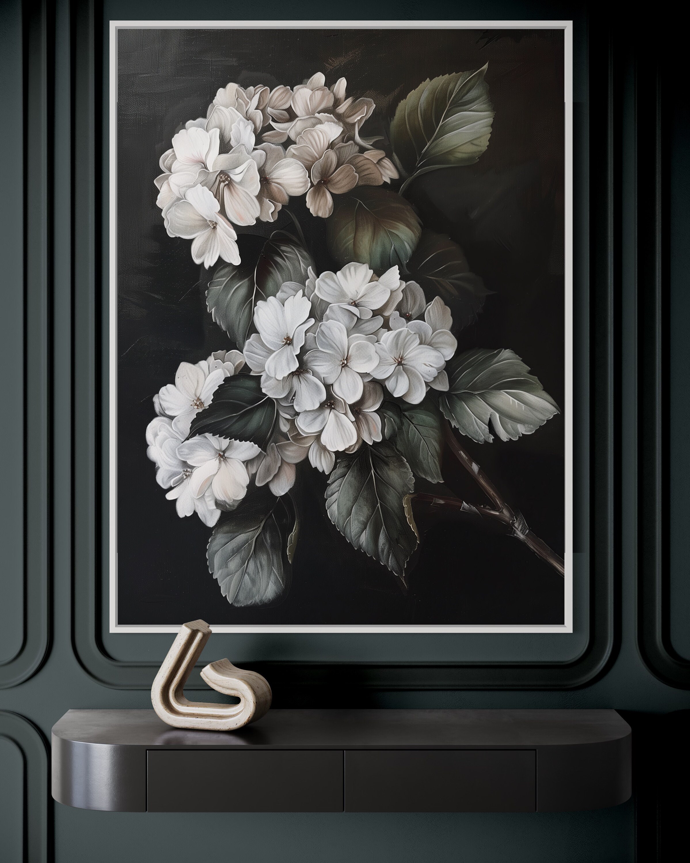 Moody Hydrangea Elegance - Dark Academia Decor Hydrangea Painting Print ...