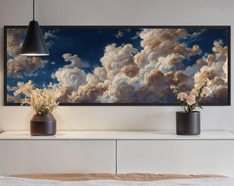 Cloudscape Art Print - Dreamy Sky Painting with Billowing Clouds - Atmospheric Wall Art for Calm, Modern, or Minimalist Home Decor