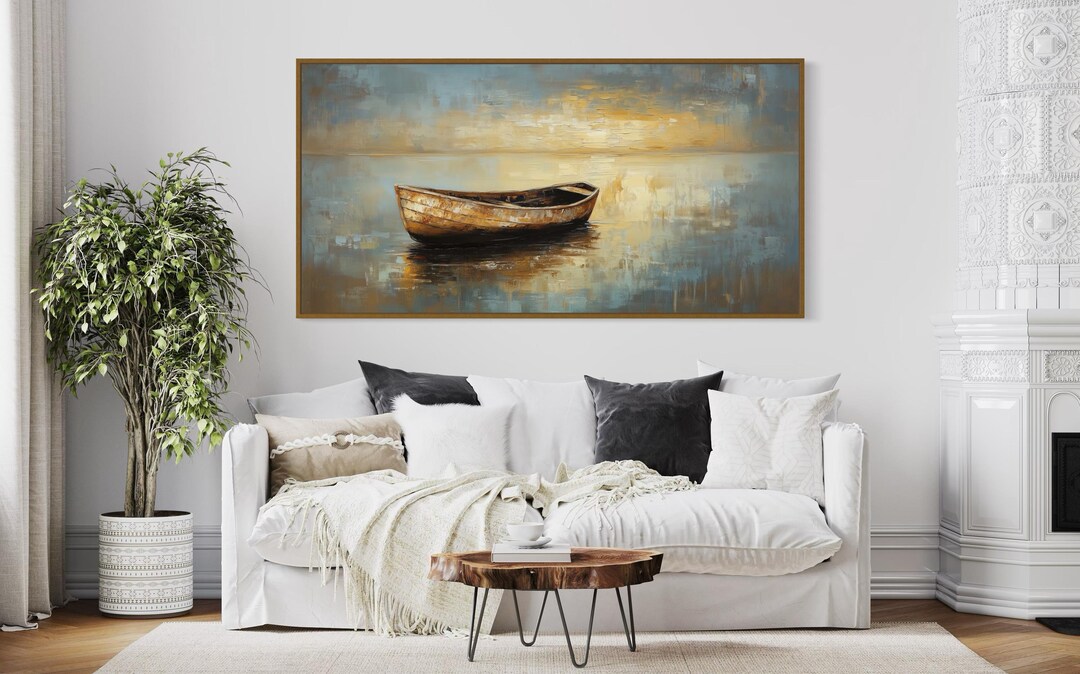 Rustic Boat Canvas – Nautical Wall Art, Peaceful Lakehouse Print ...