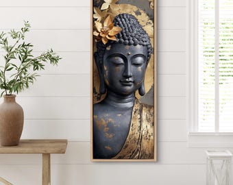 Gold Buddha Wall Art Print – Zen Home Decor, Spiritual Asian Art, Black and Gold Buddha Print, Meditation Room Canvas or Framed Print