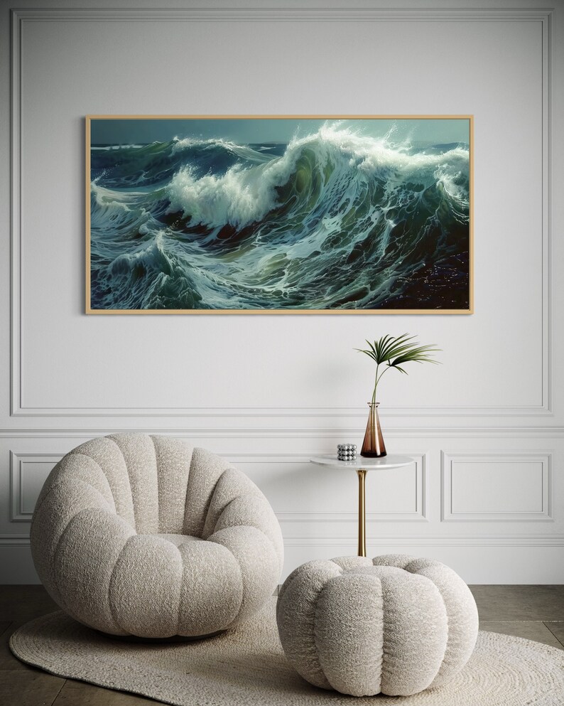 Ocean's Majesty - Dynamic waves crest and tumble with frothy elegance in this captivating canvas print, invoking the power and grace of the sea.