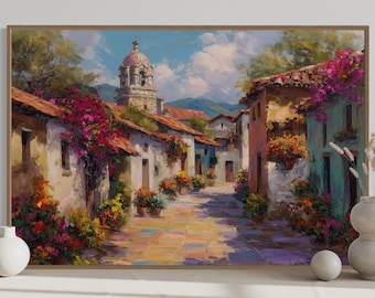 メキシコの村のストリートアートプリント - カラフルなプエブロ